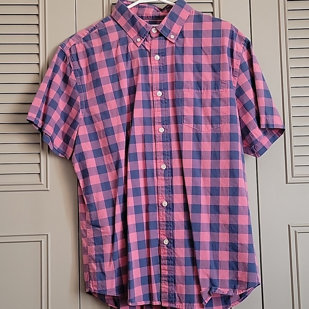 Red blue checkered button up Sonoma large